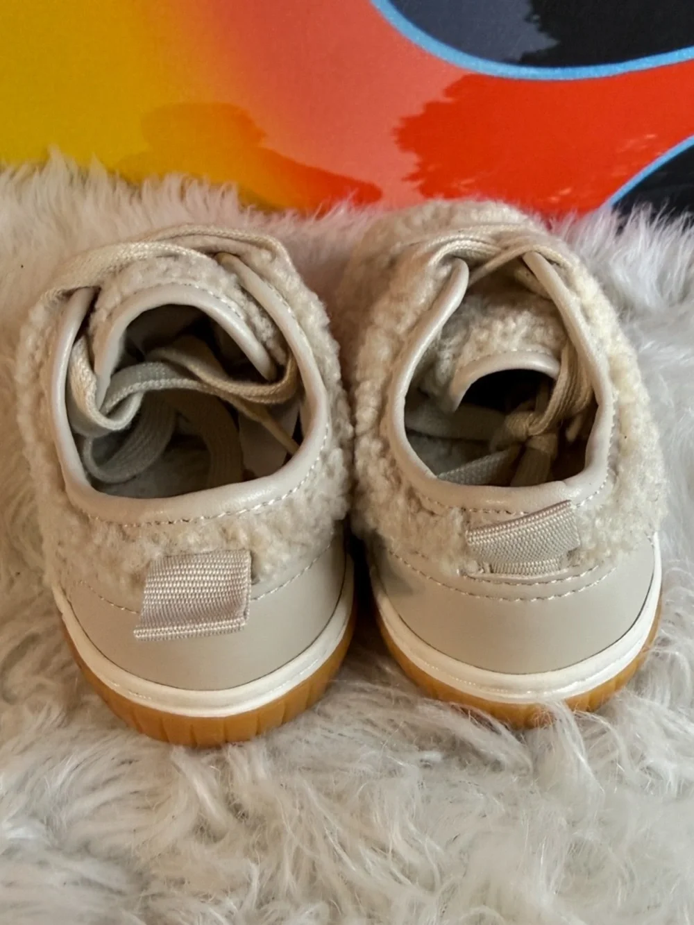 NWT Zara Cream‎ Plush Kids Slip-On Sneakers Sz 2.5